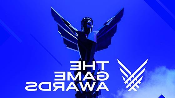 一个蓝色背景的图形和一个游戏奖奖杯坐在基座上. “The Game Awards 12月9日”的字样用白色覆盖着.